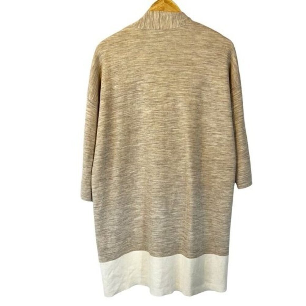 Eileen Fisher Double Knit Tan Kimono Merino Wool Cashmere Blend Cardigan Sweater - Picture 3 of 6